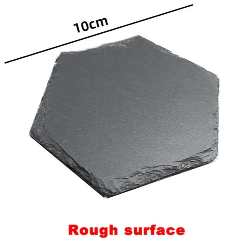 Slate Stone Minuman Coasters Hitam Natural Edge Slate Stone Plate Untuk Bar Dan Rumah