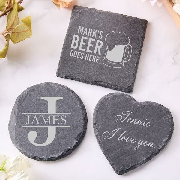 Slate Stone Minuman Coasters Hitam Natural Edge Slate Stone Plate Untuk Bar Dan Rumah