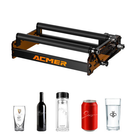 M3 Laser Rotary Roller Mendukung Ukiran Obyek Silinder Botol Kaca Stemmed Kaca Cangkir Thermos