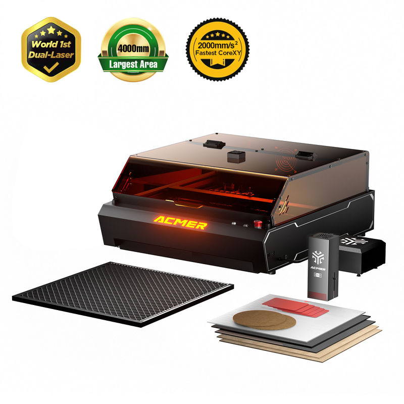 ACMER P3 2 In 1 Dual Laser, Laser Engraving Mesin Pemotong dengan 10W Diode Laser & 2W IR Laser