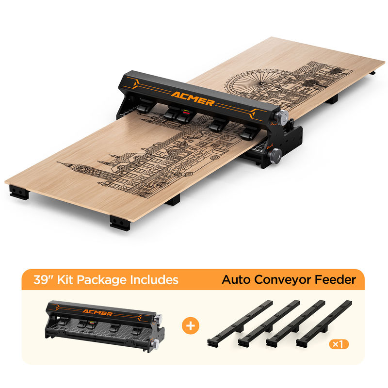 ACMER Auto Conveyor Feeder Metal Fuselage Design untuk High Stability Y-Axis Engraving