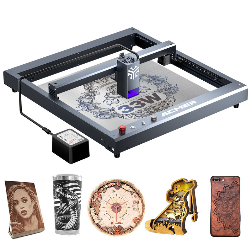 ACMER P2 33W Laser Engraver Machine AC 100-240V Input Voltage Laser Cutting Machine dengan Koneksi USB ACMER App