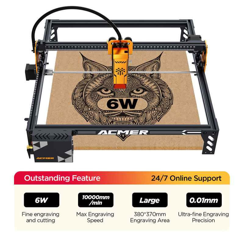 ACMER P1 S PRO 6W Laser Module Laser Cutting Mesin Ukiran dengan P1 S PRO Easy Assembly 3.6kg