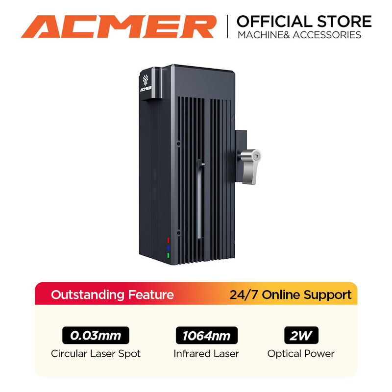 ACMER Laser Module IR 2w Fiber Laser Engraver 0.03mm Spot Ultra-fine Untuk Logam Plastik Batu Akrilik
