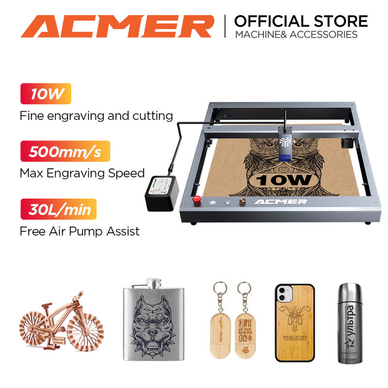 ACMER P2 10W Diode Laser Engraver Dan Mesin Pemotong Untuk Kayu Dan Logam