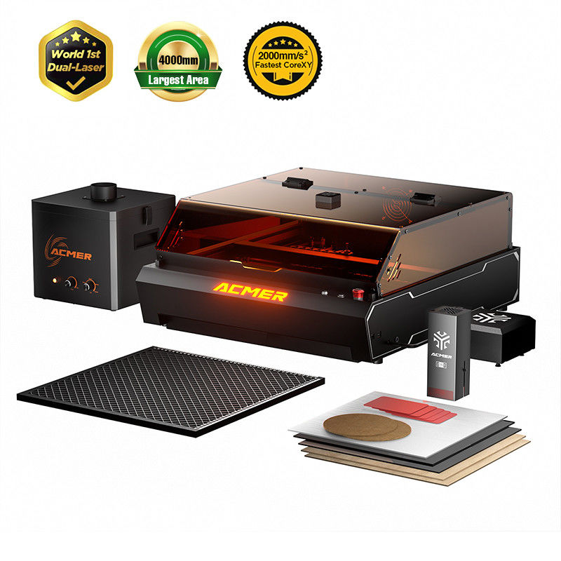 ACMER P3 2-in-1 Dual Laser Engraver Dengan 10W Diode Laser 2W IR Laser dan AP220 Asap Pembersih Udara