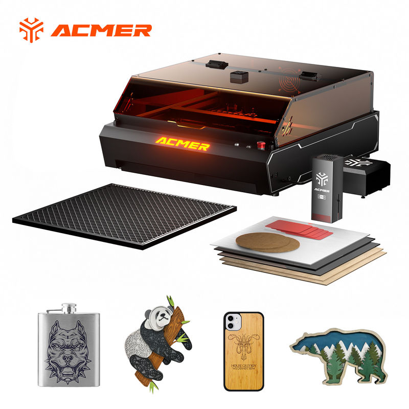 ACMER P3 Precision Laser Engraving Cutting Machine 96W IR Diode Laser 0.01mm Keakuratan Gerak Untuk Akrilik
