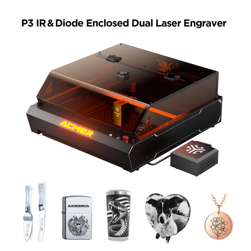 ACMER P3 96W CNC Laser Engraver Profil Aluminium Kecepatan Tinggi Fuselage 10000mw Diode Laser Metode Komunikasi USB/APP/TF
