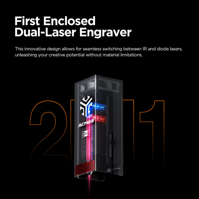 ACMER P3 Laser Engraver Mesin Ukiran Pemotong Laser Ganda Dengan Bantuan Udara Dipompa Untuk Ukiran Profil Aluminium